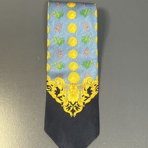 Versace Blue and Yellow Ornate Tie